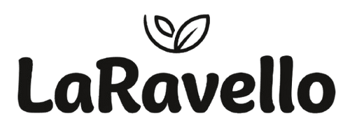 LaRavello brand logo with leaf emblem on teal background